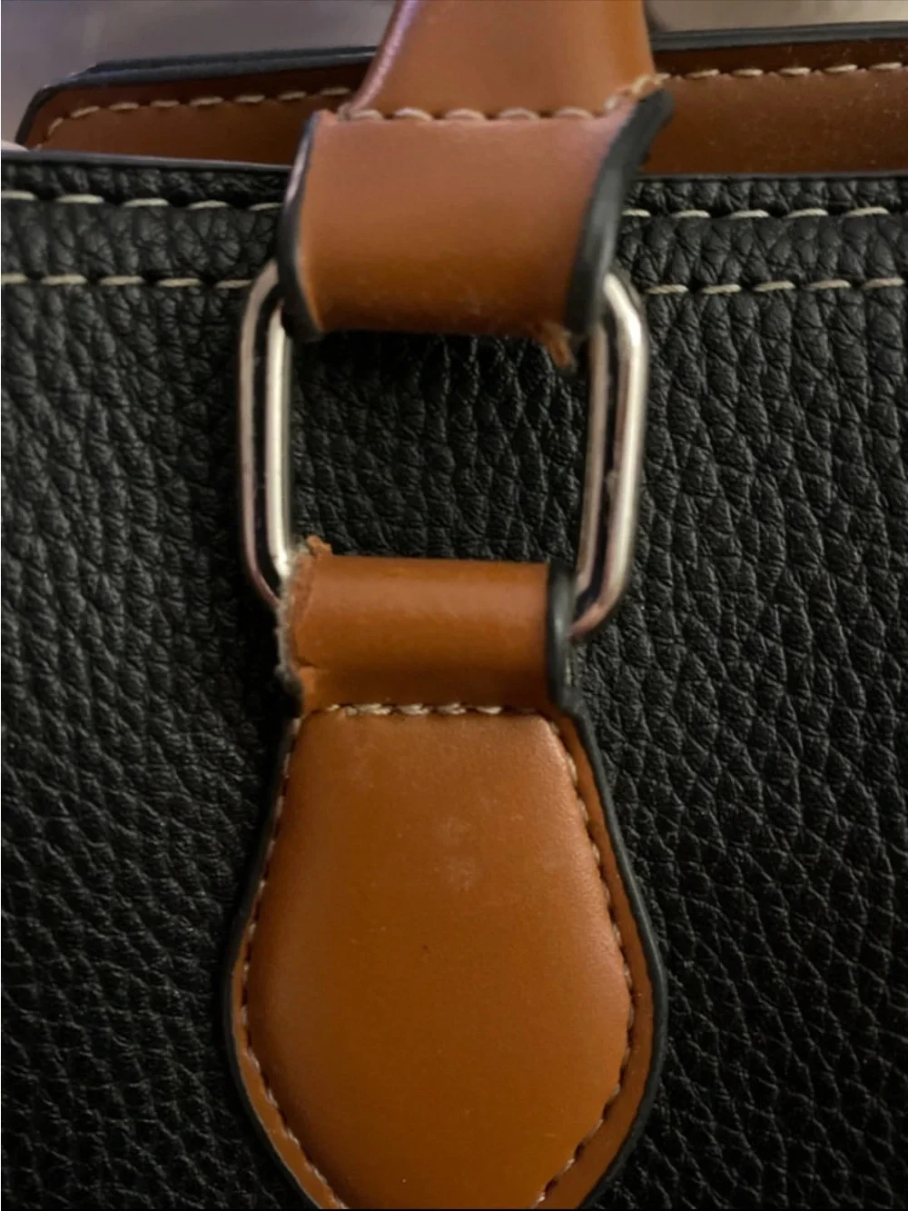 Black & Brown Structured Satchel Handbag - Classic Women's Bag